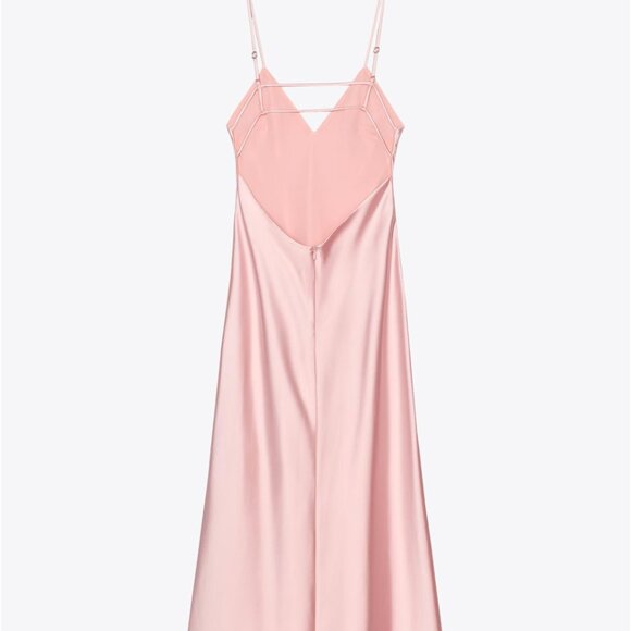 ZARA Satin Midi Dress – Pastel Pink – Size L – New (No Tags) 🎀 - Picture 6 of 13
